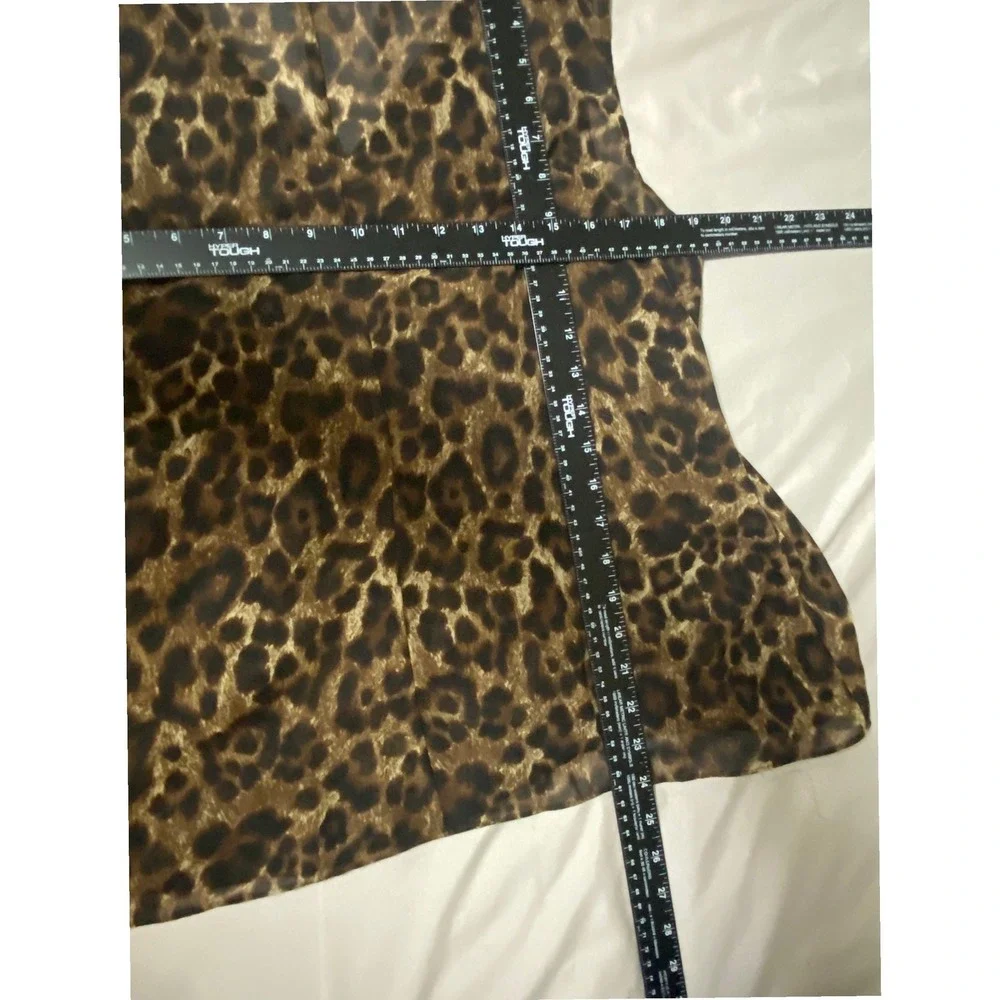 Michael Kors Sleeveless Top Women XL‎ Brown Animal Print Mob Wife V-Neck